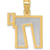 14K Two-Tone Gold Chai Charm Pendant with Satin and Polished Finish - 22mm Length by Oro Pregiato