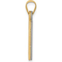 14K Two-Tone Gold Chai Charm Pendant with Satin and Polished Finish - 22mm Length by Oro Pregiato