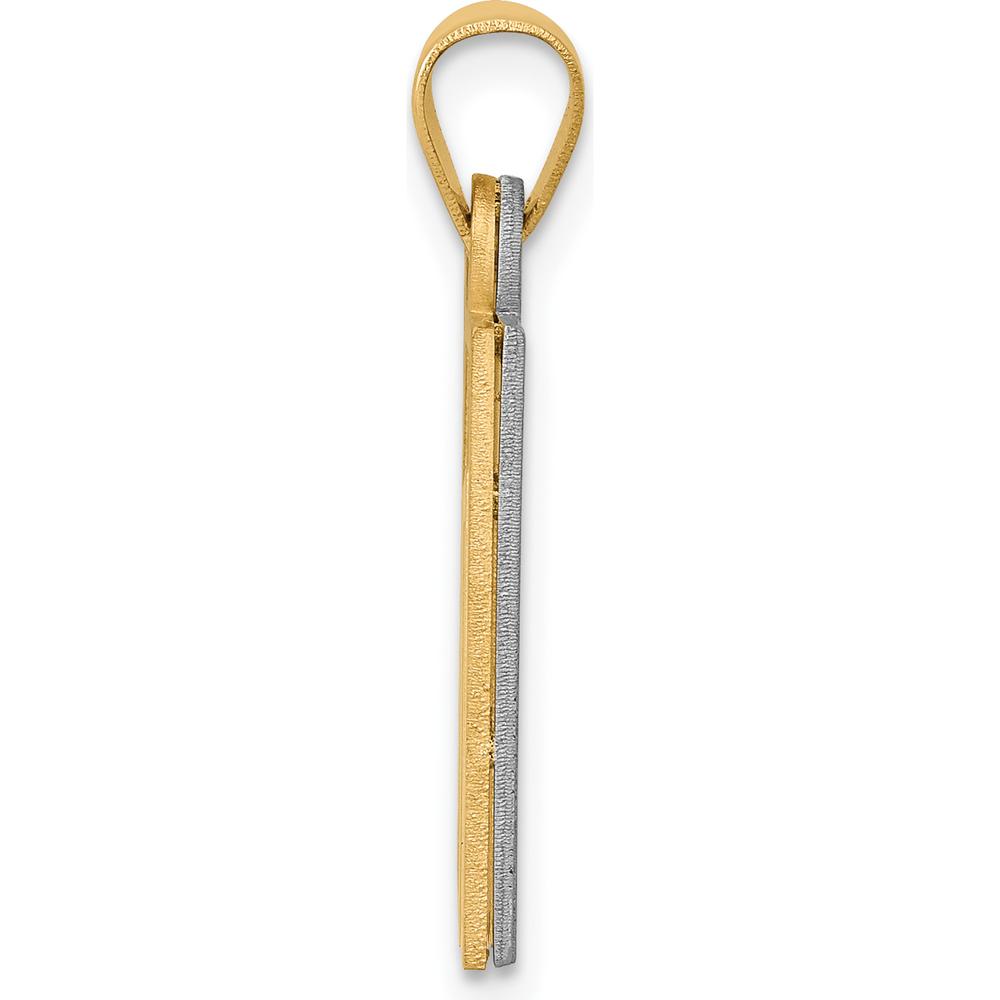 14K Two-Tone Gold Chai Charm Pendant with Satin and Polished Finish - 22mm Length by Oro Pregiato