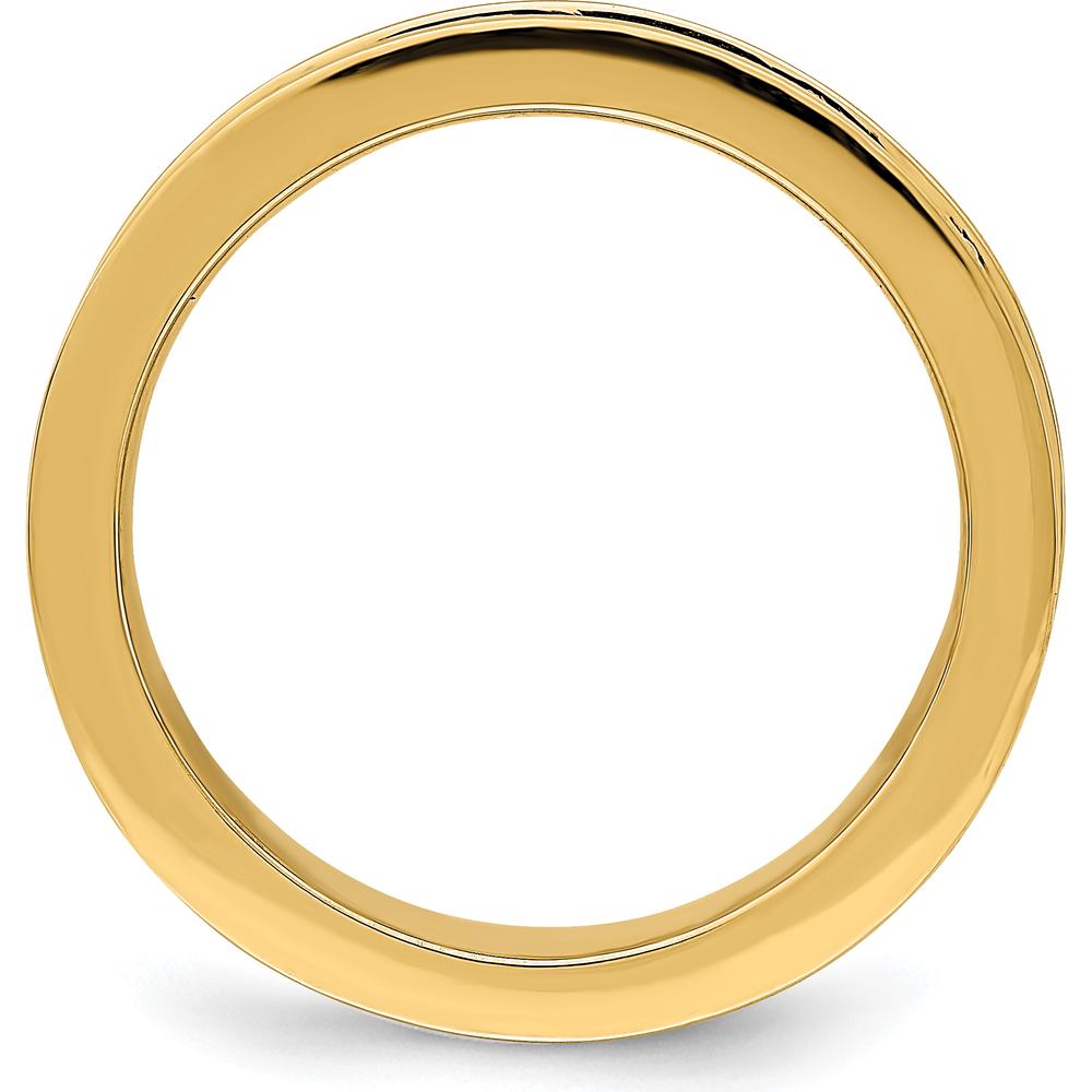 14K Two-Tone Gold Claddagh Band with Textured Pattern - 6.7mm Wide by 0
