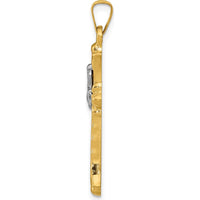 14K Two-Tone Gold Claddagh Cross Pendant - 34mm in Length by Oro Pregiato