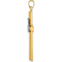 14K Two-Tone Gold Claddagh Cross Pendant - Meaningful Symbol of Love and Faith by Oro Pregiato