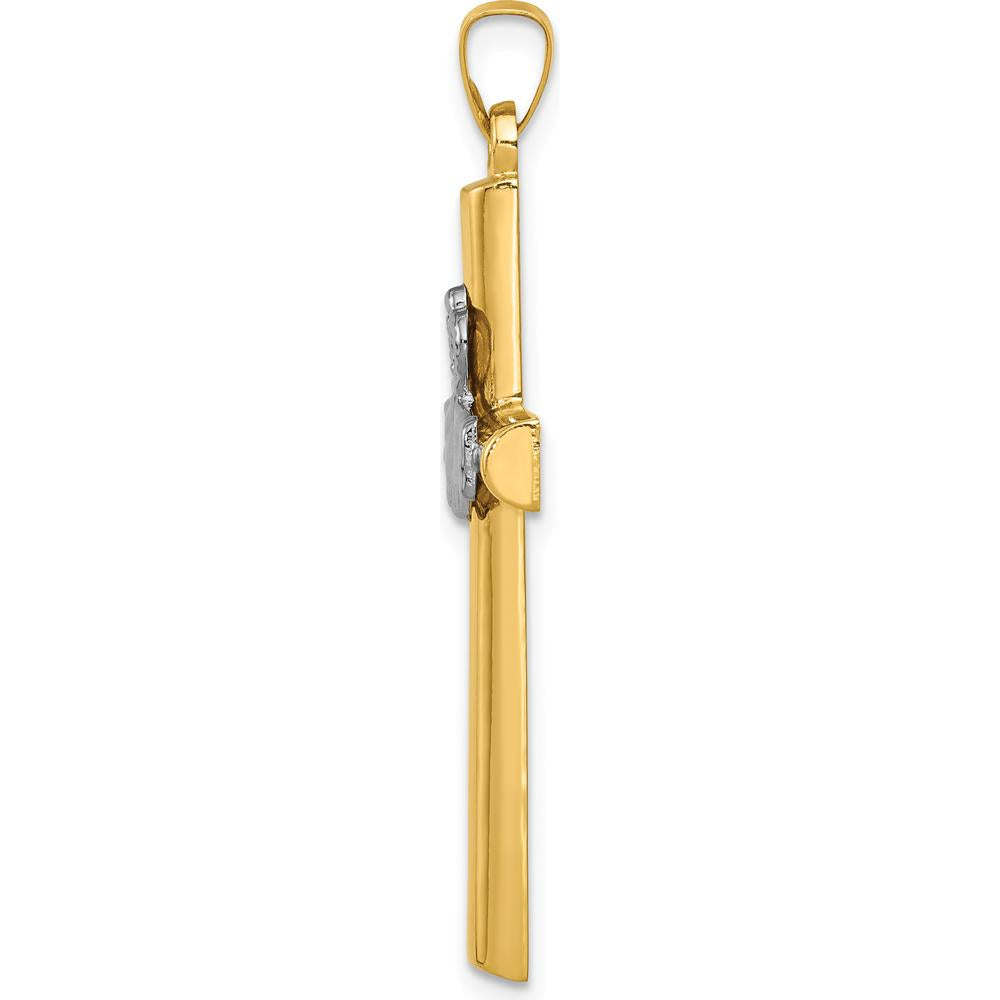 14K Two-Tone Gold Claddagh Cross Pendant - Meaningful Symbol of Love and Faith by Oro Pregiato
