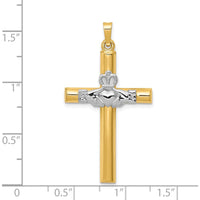 14K Two-Tone Gold Claddagh Cross Pendant - Meaningful Symbol of Love and Faith by Oro Pregiato