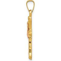 14K Two-Tone Gold Claddagh Cross Pendant - Symbol of Love, Loyalty, and Friendship by Oro Pregiato