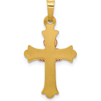 14K Two-Tone Gold Claddagh Cross Pendant - Symbol of Love, Loyalty, and Friendship by Oro Pregiato