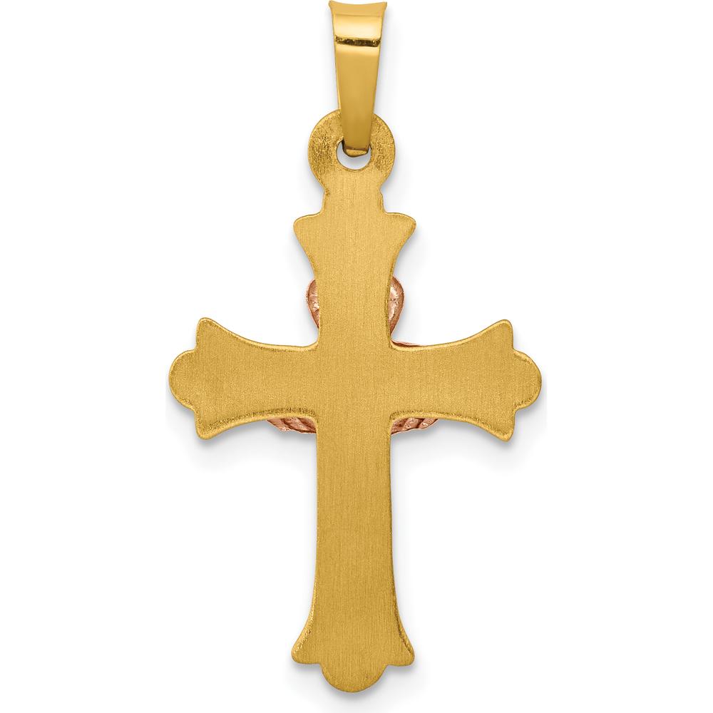 14K Two-Tone Gold Claddagh Cross Pendant - Symbol of Love, Loyalty, and Friendship by Oro Pregiato