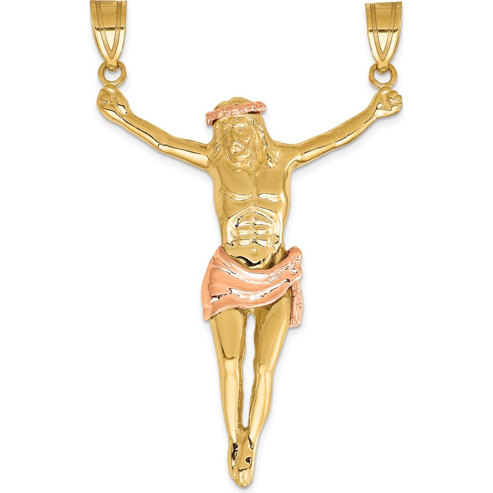 14K Two-Tone Gold Corpus Pendant - Religious Themed Pendant by Oro Pregiato