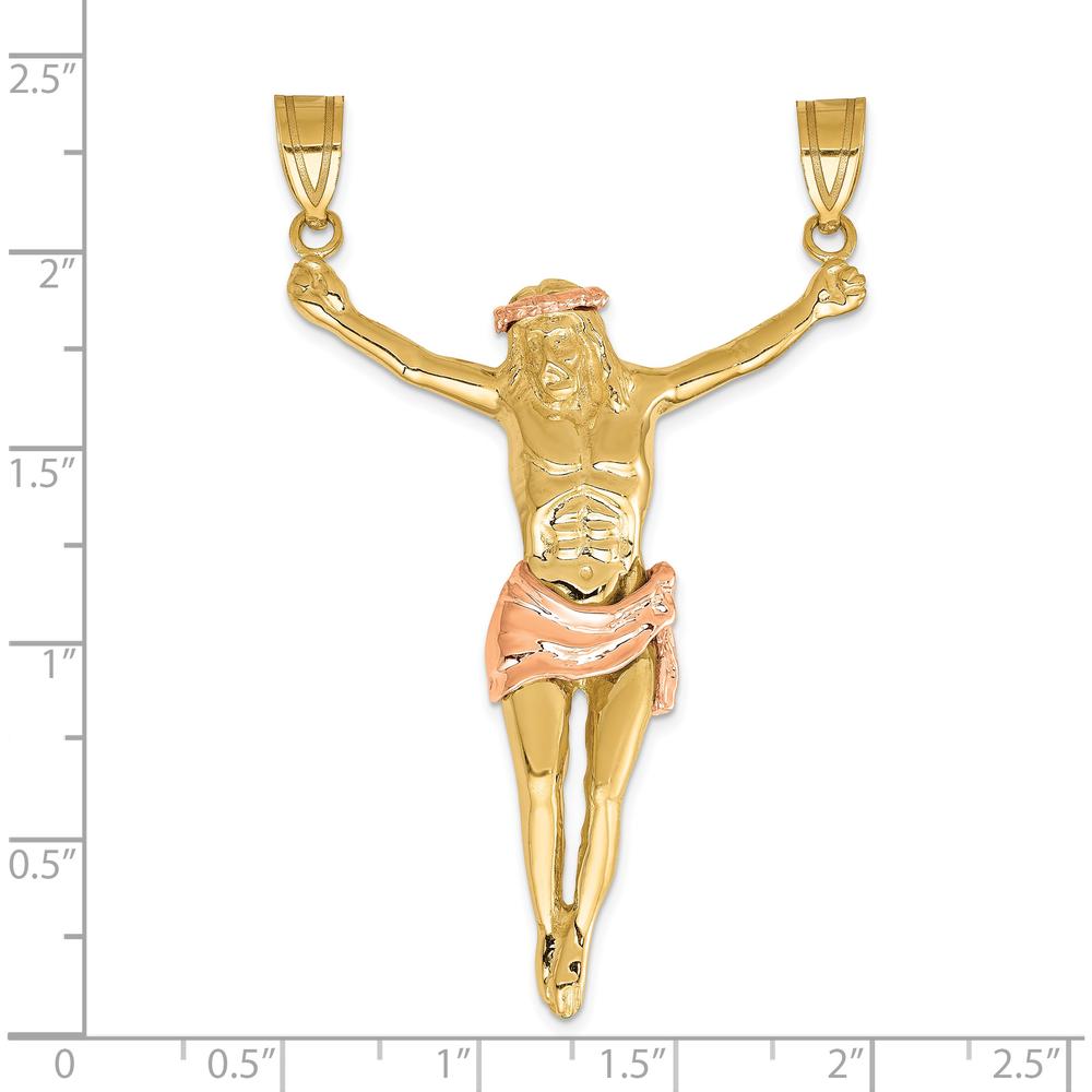 14K Two-Tone Gold Corpus Pendant - Religious Themed Pendant by Oro Pregiato