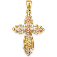 14K Two-Tone Gold Cross Pendant - 28mm Length by Oro Pregiato