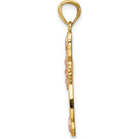 14K Two-Tone Gold Cross Pendant - 28mm Length by Oro Pregiato