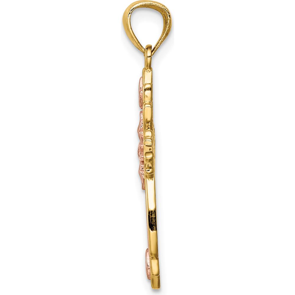 14K Two-Tone Gold Cross Pendant - 28mm Length by Oro Pregiato