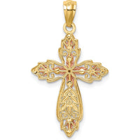 14K Two-Tone Gold Cross Pendant - 28mm Length by Oro Pregiato