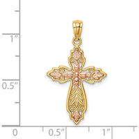 14K Two-Tone Gold Cross Pendant - 28mm Length by Oro Pregiato