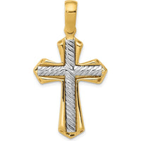 14K Two-Tone Gold Cross Pendant - Faith-Inspired Design, 42mm Length by Oro Pregiato