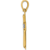 14K Two-Tone Gold Cross Pendant - Faith-Inspired Design, 42mm Length by Oro Pregiato