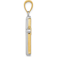 14K Two-Tone Gold Cross Pendant - Timeless Religious Symbol in Polished Yellow and White Gold by Oro Pregiato