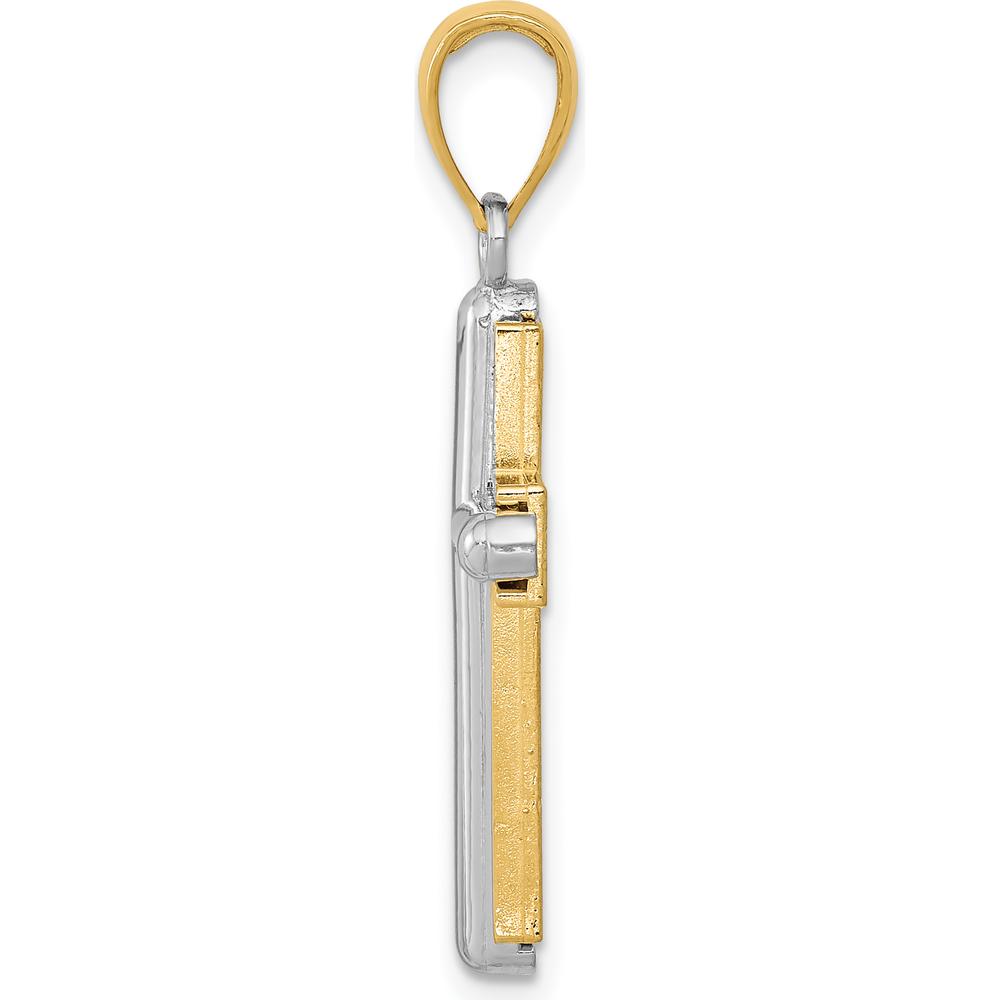 14K Two-Tone Gold Cross Pendant - Timeless Religious Symbol in Polished Yellow and White Gold by Oro Pregiato