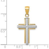 14K Two-Tone Gold Cross Pendant - Timeless Religious Symbol in Polished Yellow and White Gold by Oro Pregiato