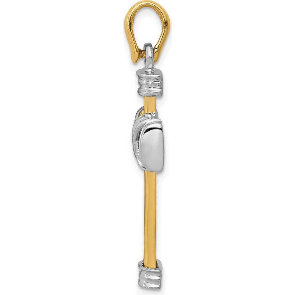 14K Two-Tone Gold Cross Pendant with Beaded Detail - 39mm Length by Oro Pregiato