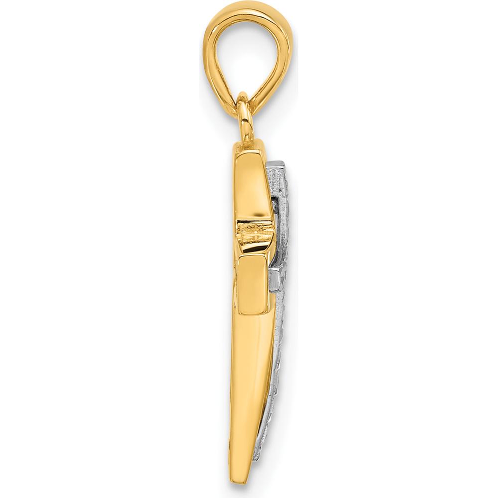14K Two-Tone Gold Cross Pendant with Diamond-cut Detailing by Oro Pregiato