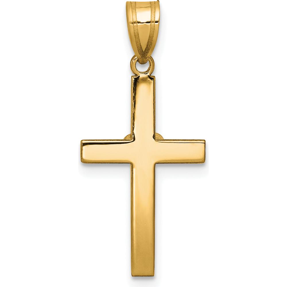14K Two-Tone Gold Cross Pendant with Heart Accent and Round Diamond - 0.01 Carat Total Diamond Weight by Oro Pregiato