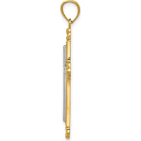 14K Two-Tone Gold Cross Pendant with Milgrain Detail - Timeless Religious Charm by Oro Pregiato