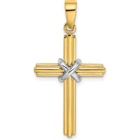 14K Two-Tone Gold Cross Pendant with Polished Finish and X-Center Accent - 33.9mm Length by Oro Pregiato