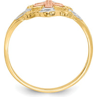 14K Two-Tone Gold Cross Ring with White Rhodium Detail - Faith-Inspired Design by Oro Pregiato