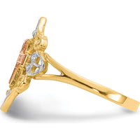 14K Two-Tone Gold Cross Ring with White Rhodium Detail - Faith-Inspired Design by Oro Pregiato