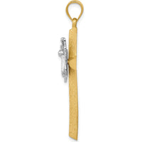 14K Two-Tone Gold Cross with Butterfly Pendant by Oro Pregiato