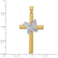 14K Two-Tone Gold Cross with Butterfly Pendant by Oro Pregiato