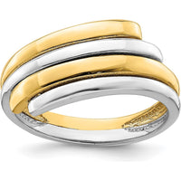 14K Two-Tone Gold Crossover Band Fashion Ring with Polished Domed Finish by 0