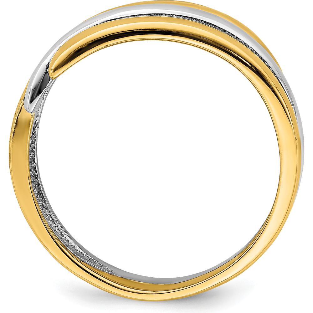 14K Two-Tone Gold Crossover Band Fashion Ring with Polished Domed Finish by 0