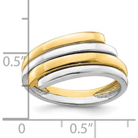 14K Two-Tone Gold Crossover Band Fashion Ring with Polished Domed Finish by 0
