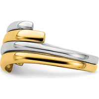 14K Two-Tone Gold Crossover Band Fashion Ring with Polished Domed Finish by 0