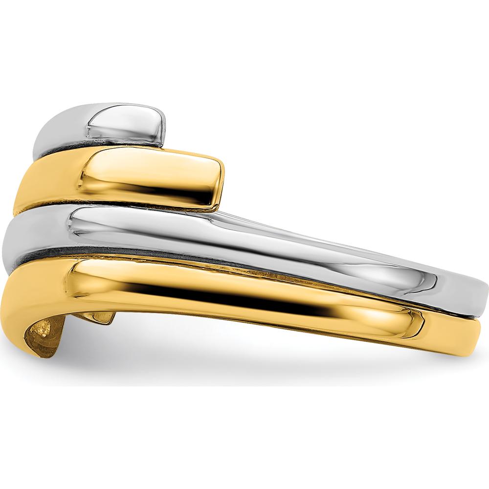 14K Two-Tone Gold Crossover Band Fashion Ring with Polished Domed Finish by 0
