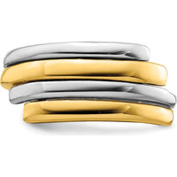 14K Two-Tone Gold Crossover Band Fashion Ring with Polished Domed Finish by 0