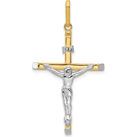 14K Two-Tone Gold Crucifix Pendant - 41mm Length by Oro Pregiato