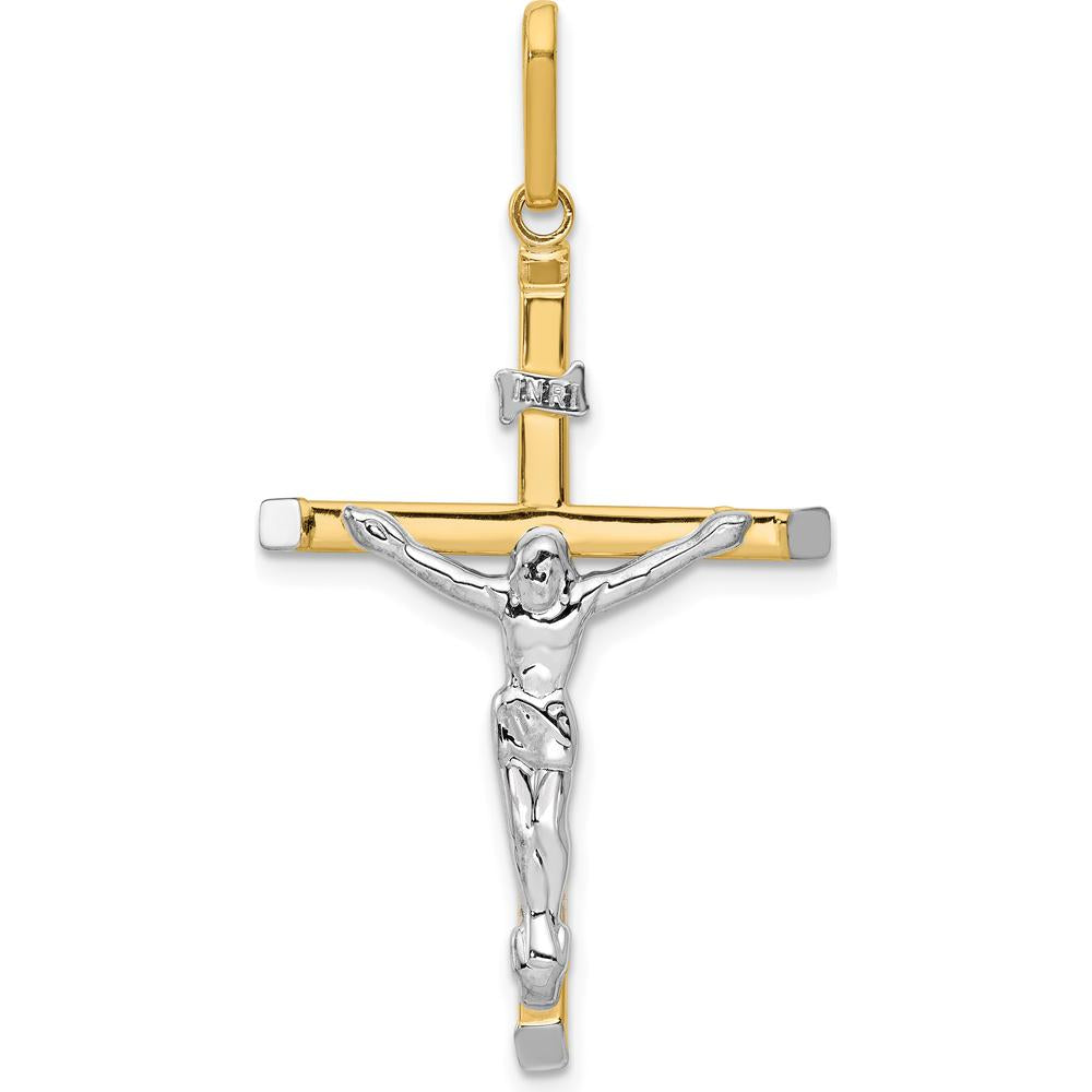 14K Two-Tone Gold Crucifix Pendant - 41mm Length by Oro Pregiato