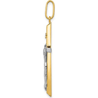 14K Two-Tone Gold Crucifix Pendant - 41mm Length by Oro Pregiato