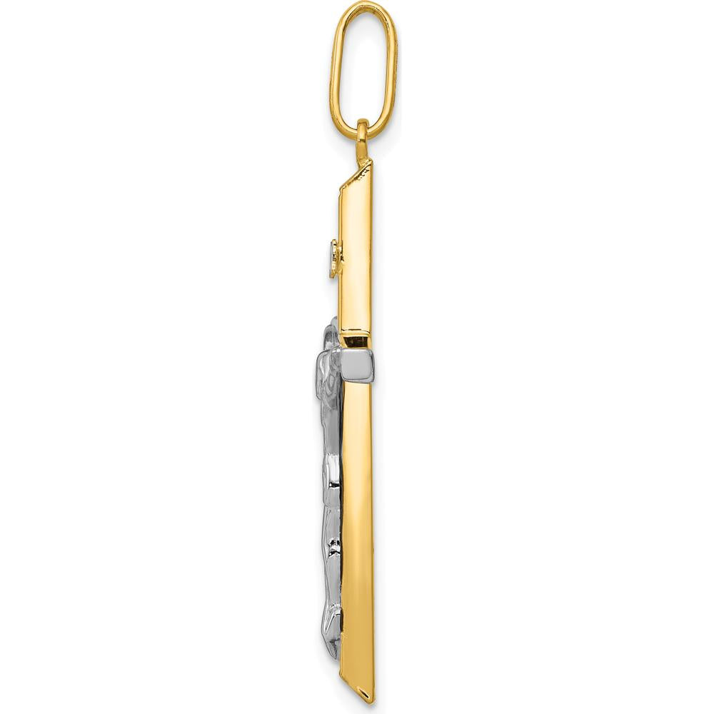 14K Two-Tone Gold Crucifix Pendant - 41mm Length by Oro Pregiato