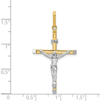 14K Two-Tone Gold Crucifix Pendant - 41mm Length by Oro Pregiato