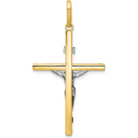 14K Two-Tone Gold Crucifix Pendant - 41mm Length by Oro Pregiato
