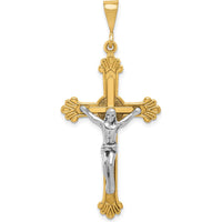 14K Two-Tone Gold Crucifix Pendant - 48mm Length, 22mm Width by Oro Pregiato
