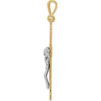 14K Two-Tone Gold Crucifix Pendant - 48mm Length, 22mm Width by Oro Pregiato