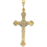 14K Two-Tone Gold Crucifix Pendant - 48mm Length, 22mm Width by Oro Pregiato