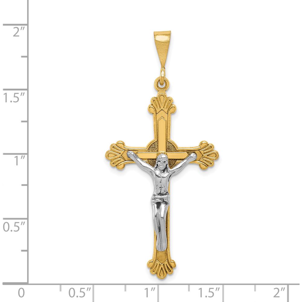 14K Two-Tone Gold Crucifix Pendant - 48mm Length, 22mm Width by Oro Pregiato