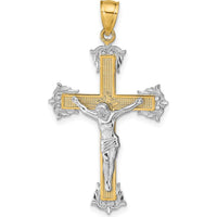 14K Two-Tone Gold Crucifix Pendant with Casted Detailing - 35mm Length by Oro Pregiato