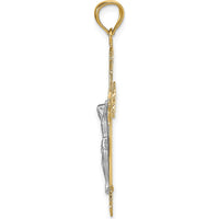 14K Two-Tone Gold Crucifix Pendant with Casted Detailing - 35mm Length by Oro Pregiato